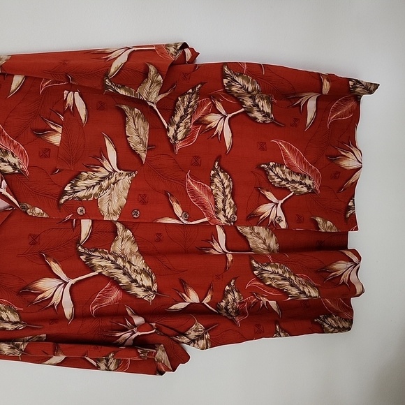 Paradise Collection Cezani 100% silk birds of paradise men's XL button up shirt - Picture 3 of 7